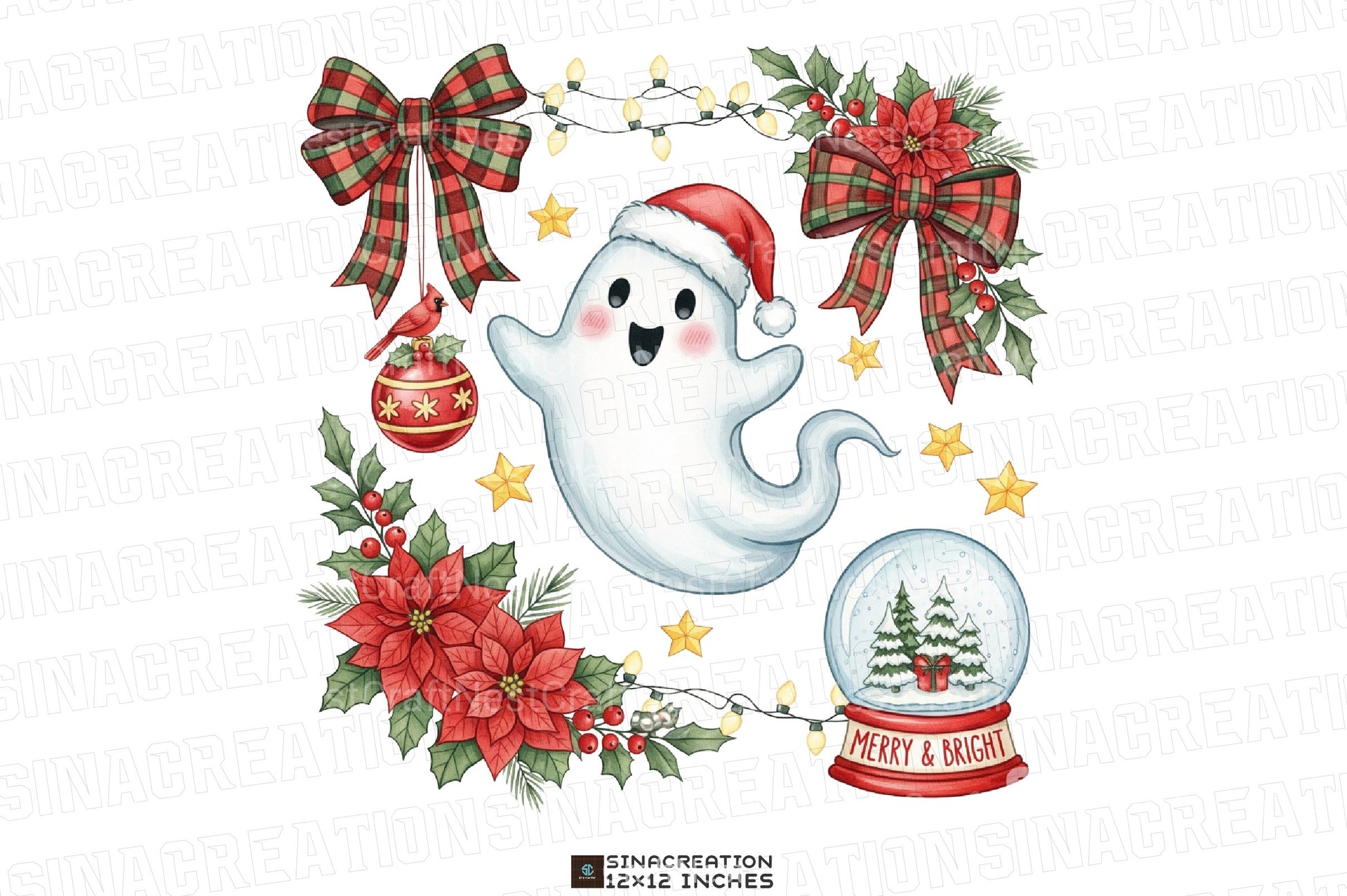 Cute Ghost Christmas Icons Clipart Bundle - CraftNest - Digital Crafting and Art