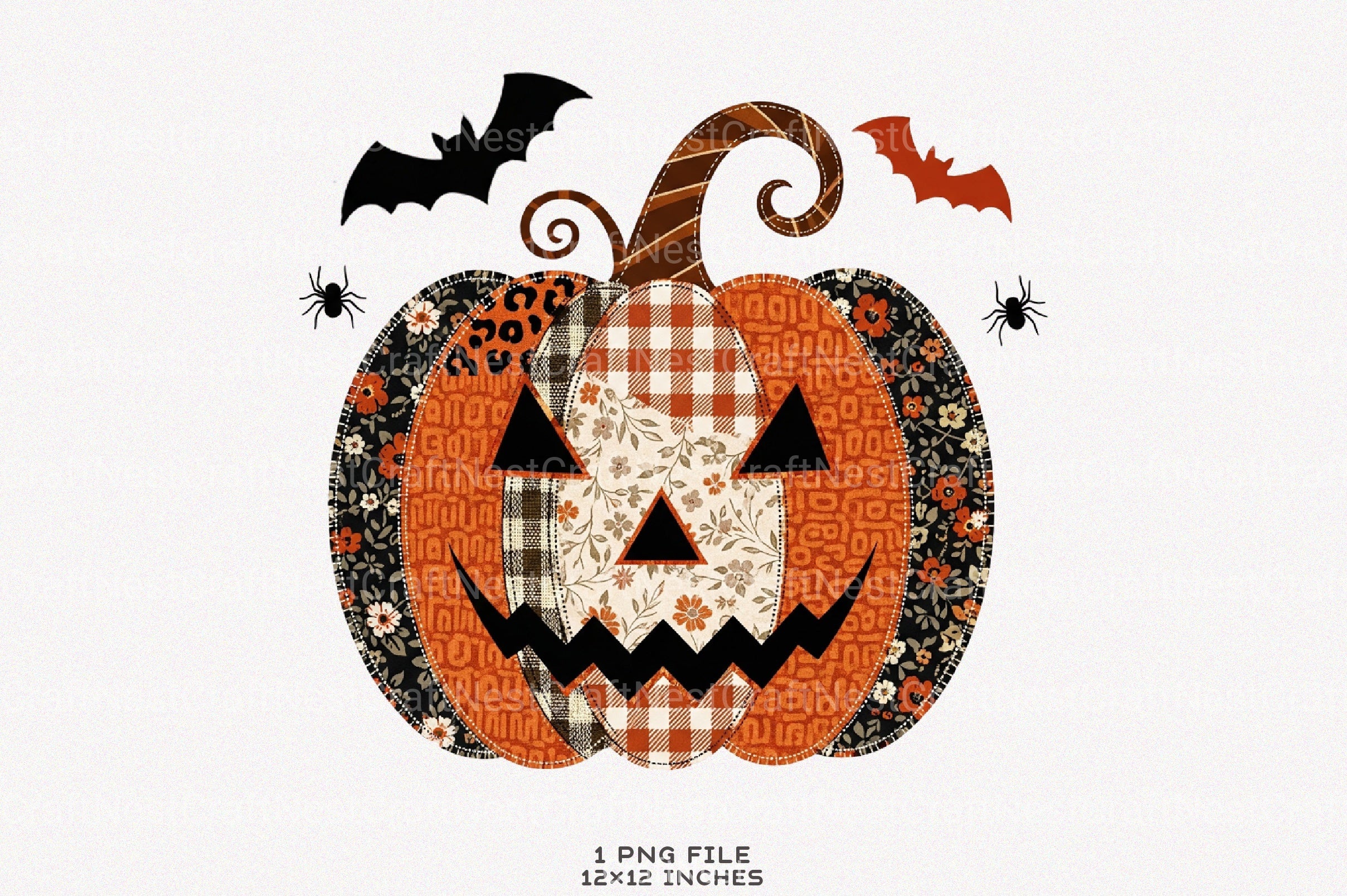 Patchwork Pumpkin Halloween Clipart Bundle - CraftNest - Digital Crafting and Art