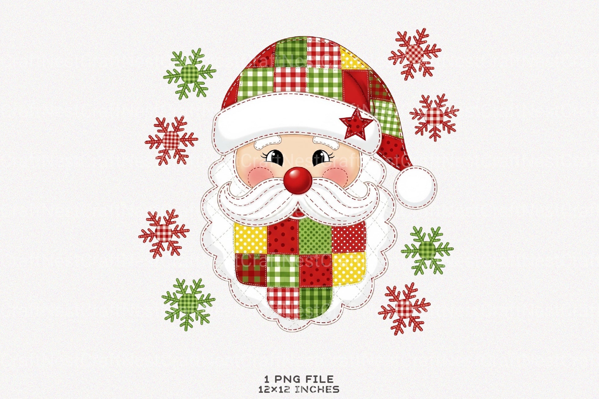 Patchwork Christmas Santa Claus Clipart Bundle - CraftNest - Digital Crafting and Art