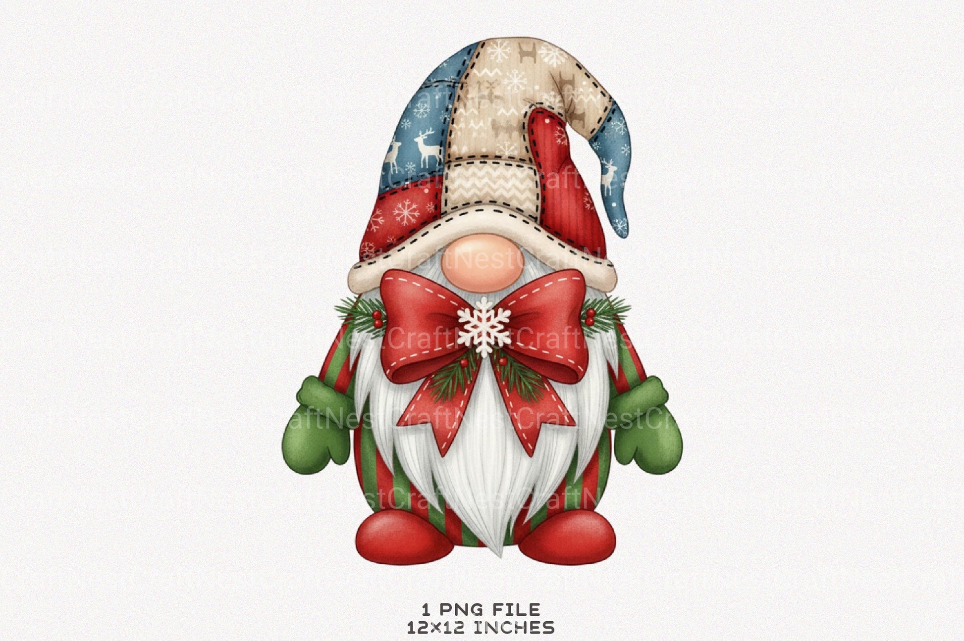 Christmas Gnome Patchwork Clipart Bundle - CraftNest - Digital Crafting and Art