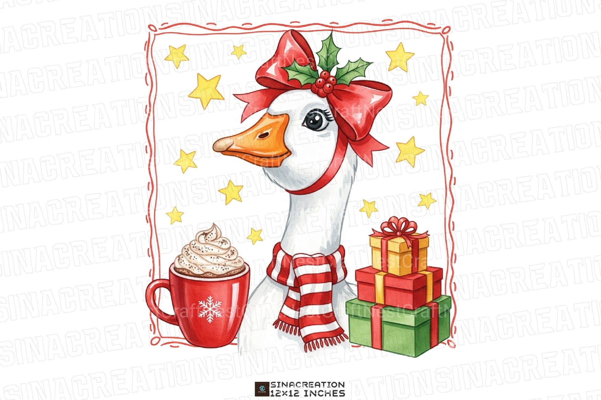 Christmas Goose Clipart Bundle: Gifts & Cocoa - CraftNest - Digital Crafting and Art