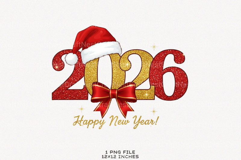 Retro Gold Glitter Happy New Year Clipart Bundle - CraftNest - Digital Crafting and Art