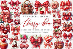Red Bow Cherry Clipart Bundle - CraftNest - Digital Crafting and Art