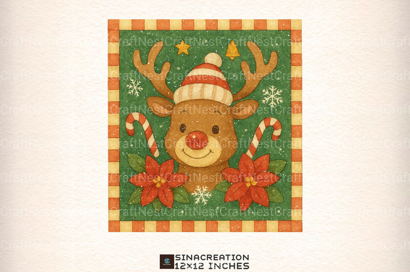 Vintage Christmas Reindeer Clipart Bundle - CraftNest - Digital Crafting and Art