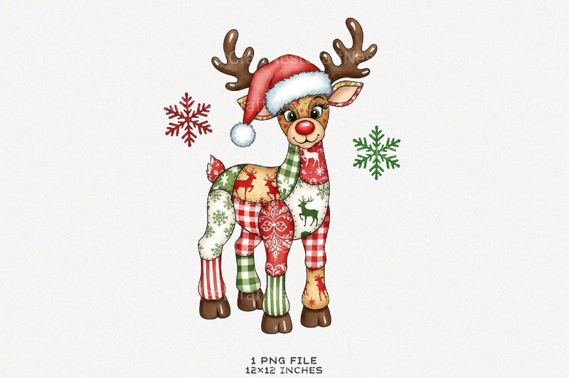 Preppy Patchwork Christmas Reindeer Clipart Bundle 19 - CraftNest - Digital Crafting and Art