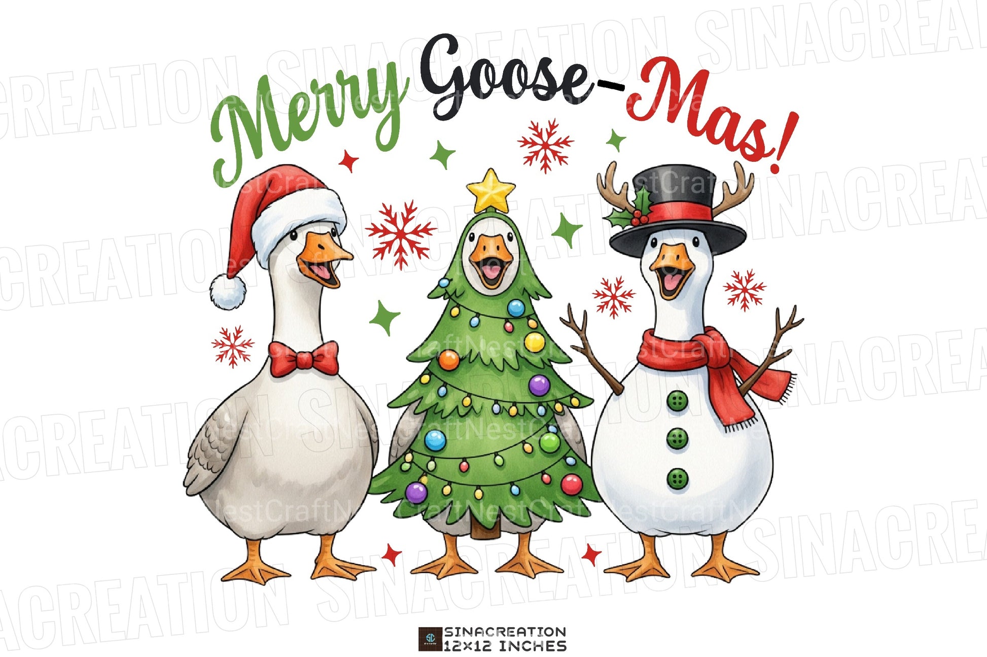 Funny Merry Christmas Goose Clipart Bundle 1 - CraftNest - Digital Crafting and Art