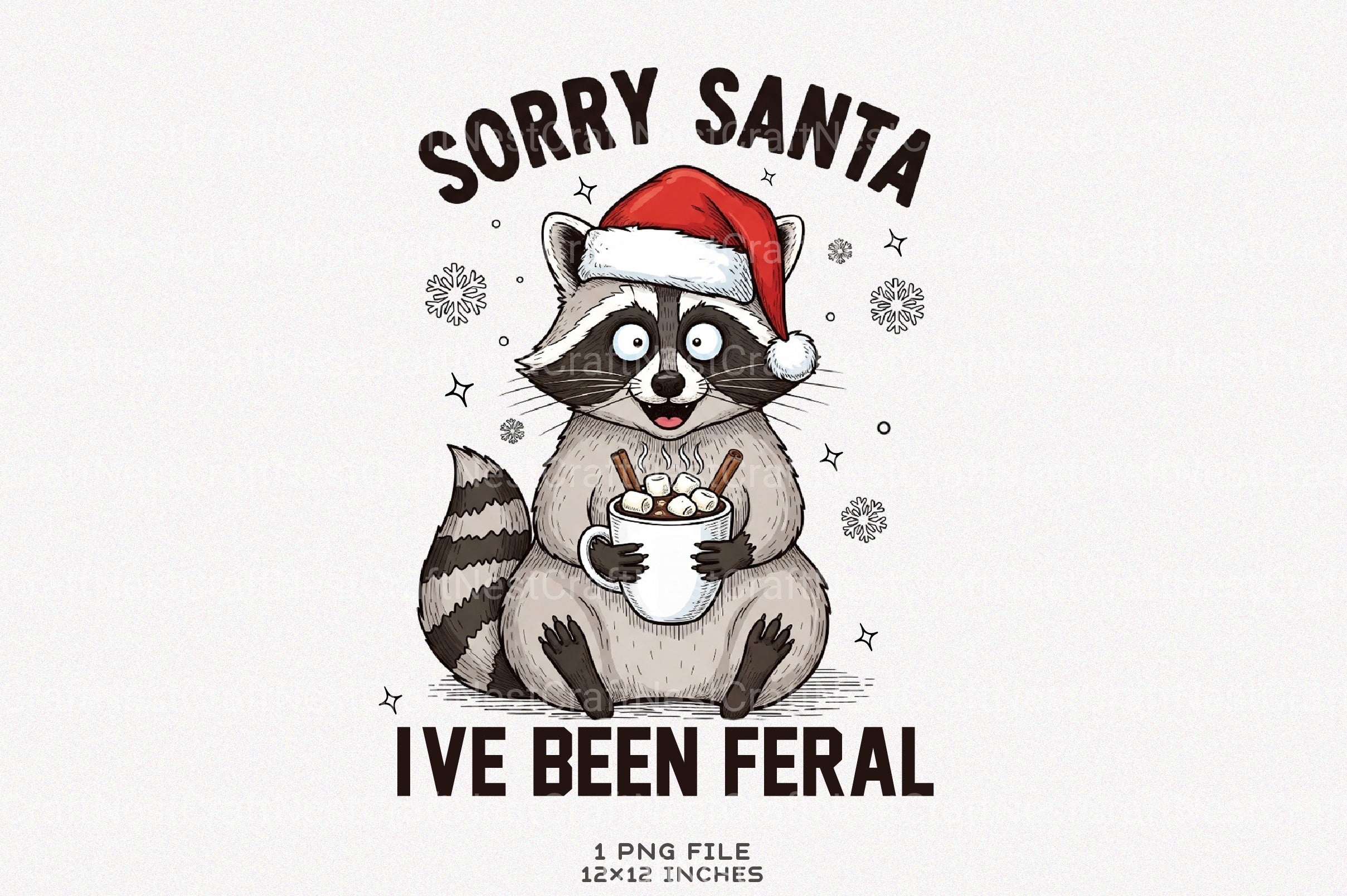Funny Christmas Clipart Bundle: Sorry Santa, I've Been Feral - CraftNest - Digital Crafting and Art