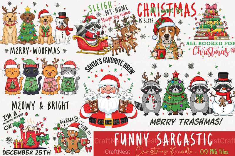 Funny Sarcastic Christmas Clipart Bundle - CraftNest - Digital Crafting and Art