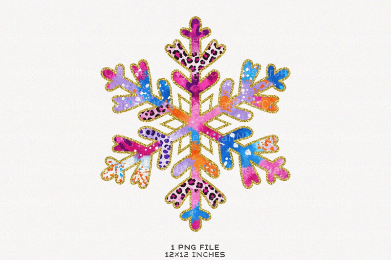 Colorful Glitter Christmas Snowflake Clipart Bundle - CraftNest - Digital Crafting and Art