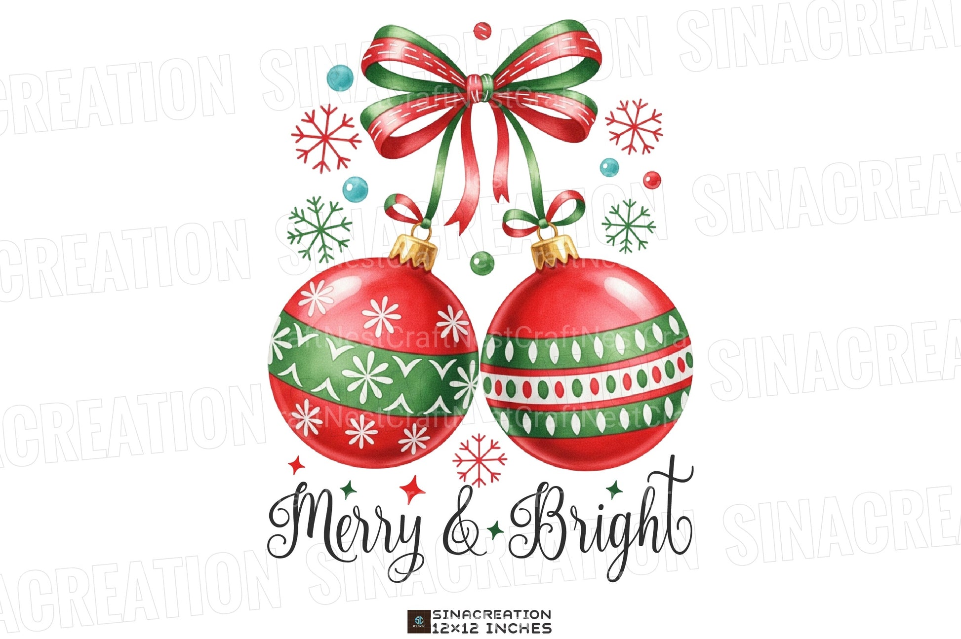 Merry & Bright Christmas Bow Cherries Clipart Bundle - CraftNest - Digital Crafting and Art