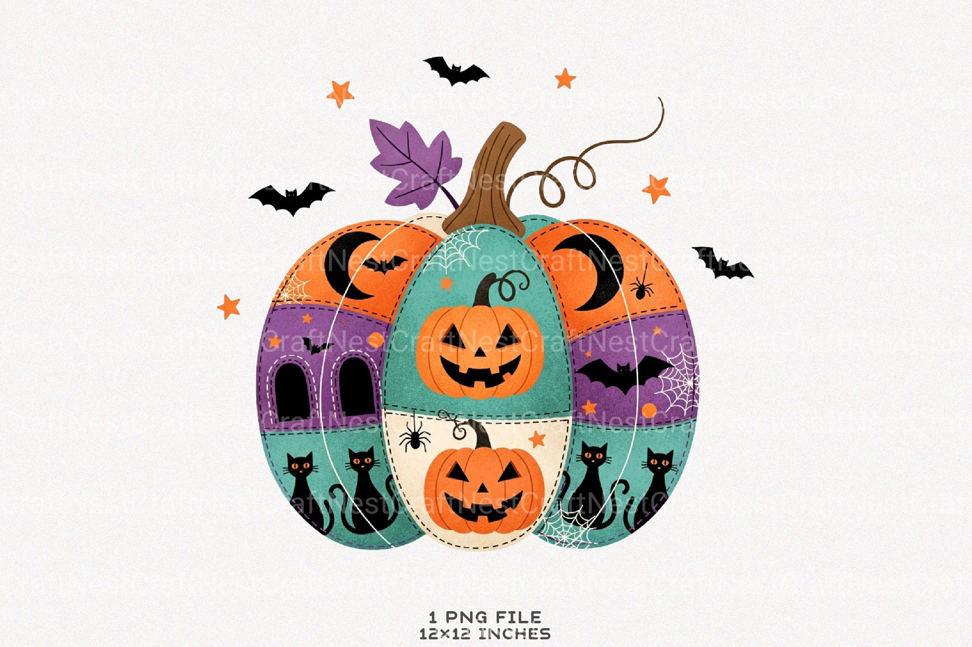 Patchwork Ghost Halloween Clipart Bundle 24 - CraftNest - Digital Crafting and Art