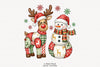 Patchwork Christmas Snowman & Reindeer Clipart Bundle