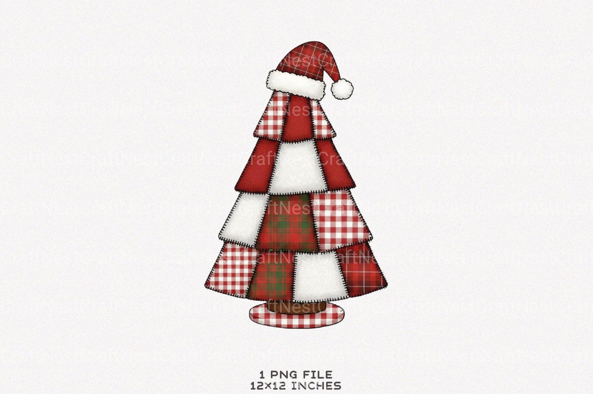 Patchwork Christmas Tree Embroidery Clipart Bundle - CraftNest - Digital Crafting and Art