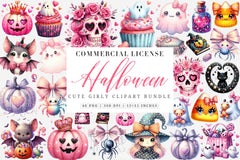 Cute Girly Halloween Clipart Bundle 99 - CraftNest - Digital Crafting and Art