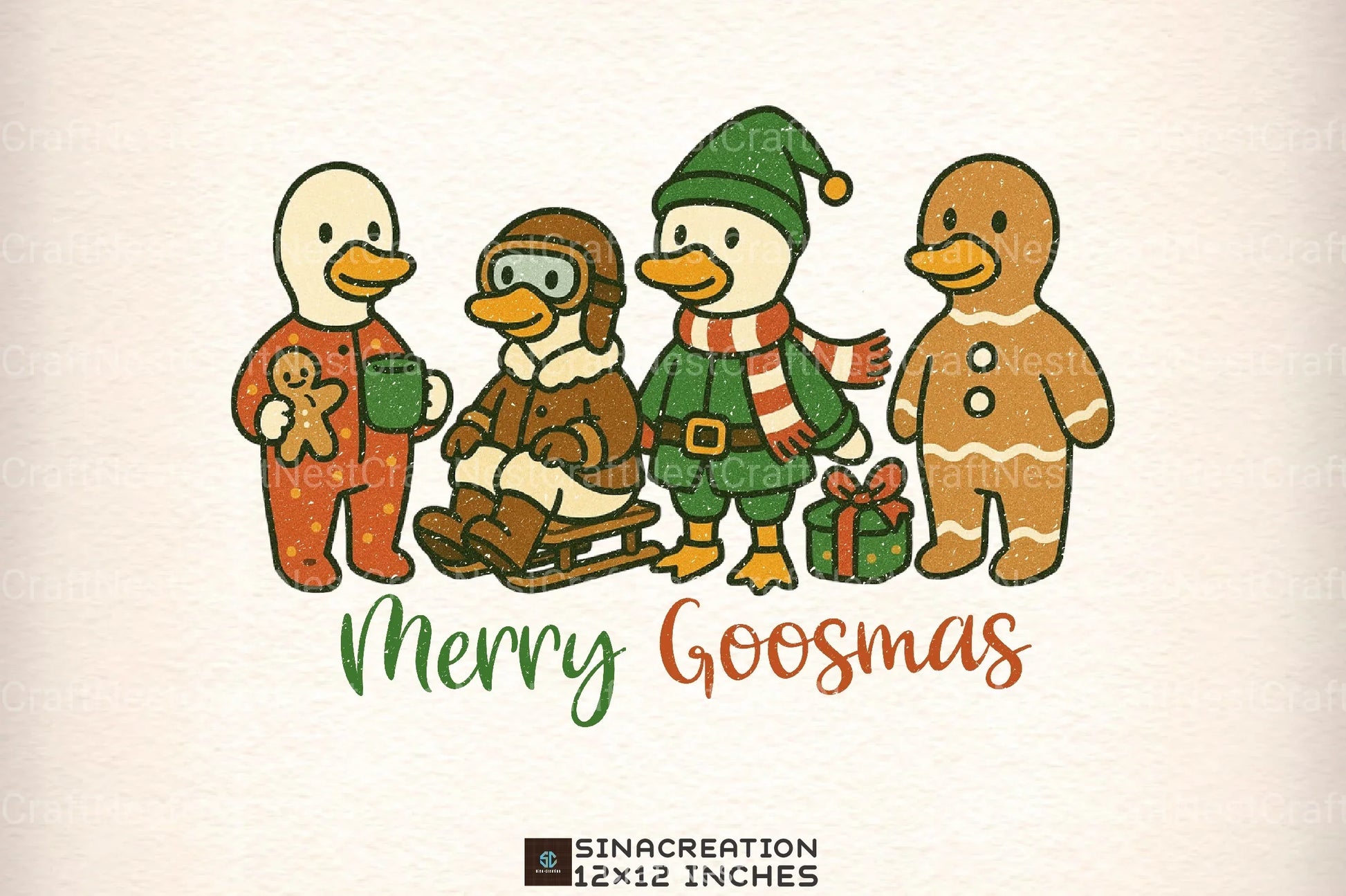 Merry Goosmas Christmas Goose Clipart Bundle - CraftNest - Digital Crafting and Art
