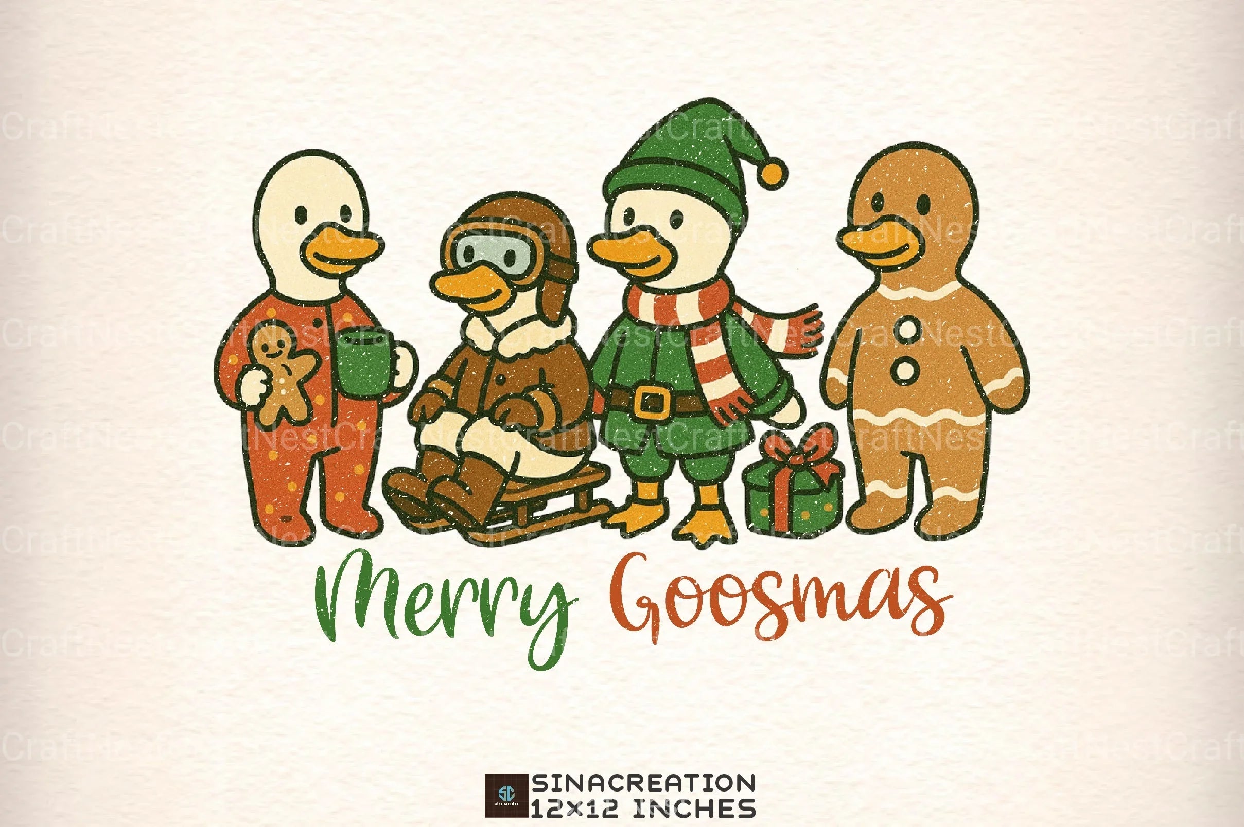 Merry Goosmas Christmas Goose Clipart Bundle - CraftNest - Digital Crafting and Art