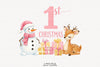 Pink Snowman Baby's First Christmas Clipart Bundle