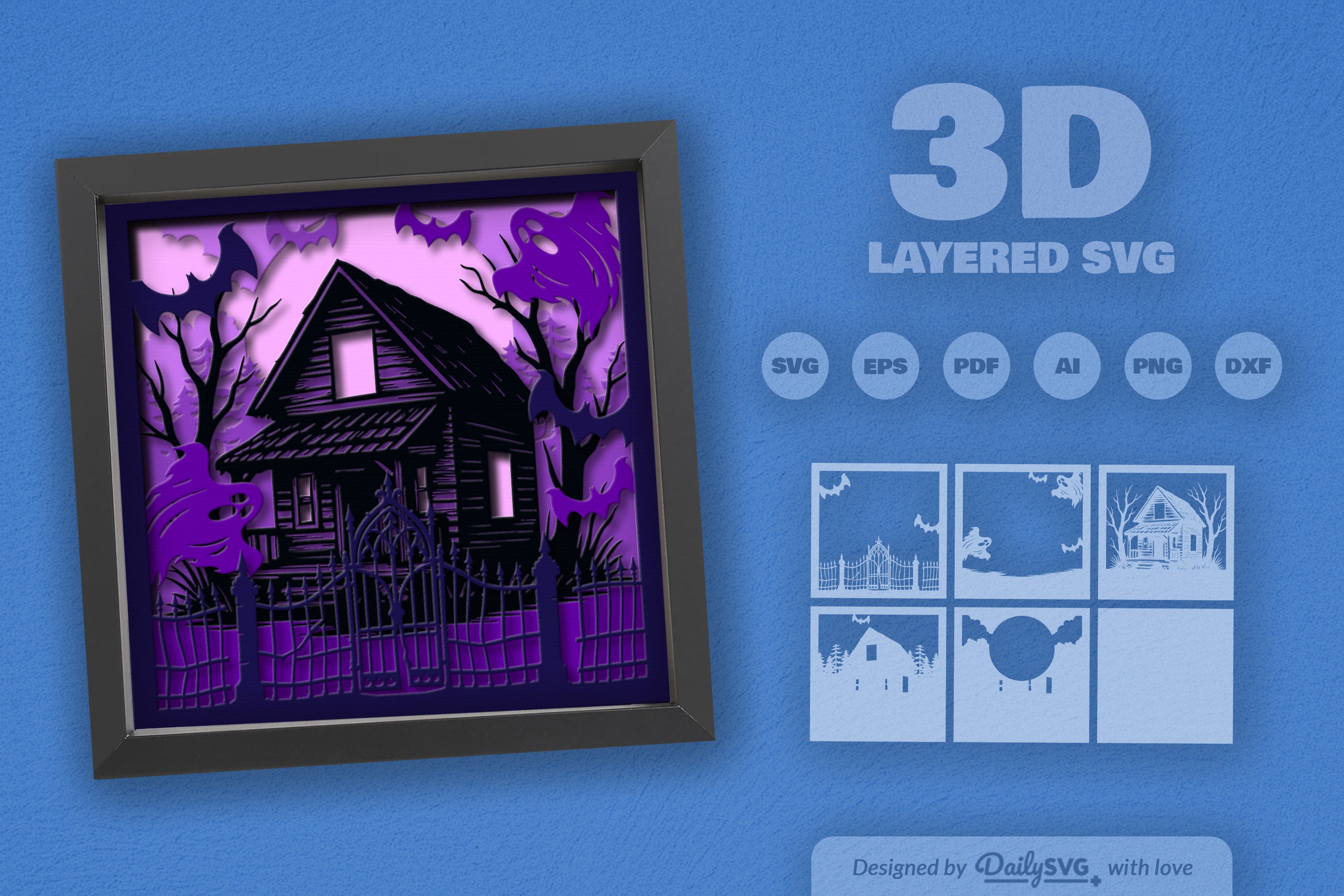 Haunted Cabin 3D Papercut SVG Bundle