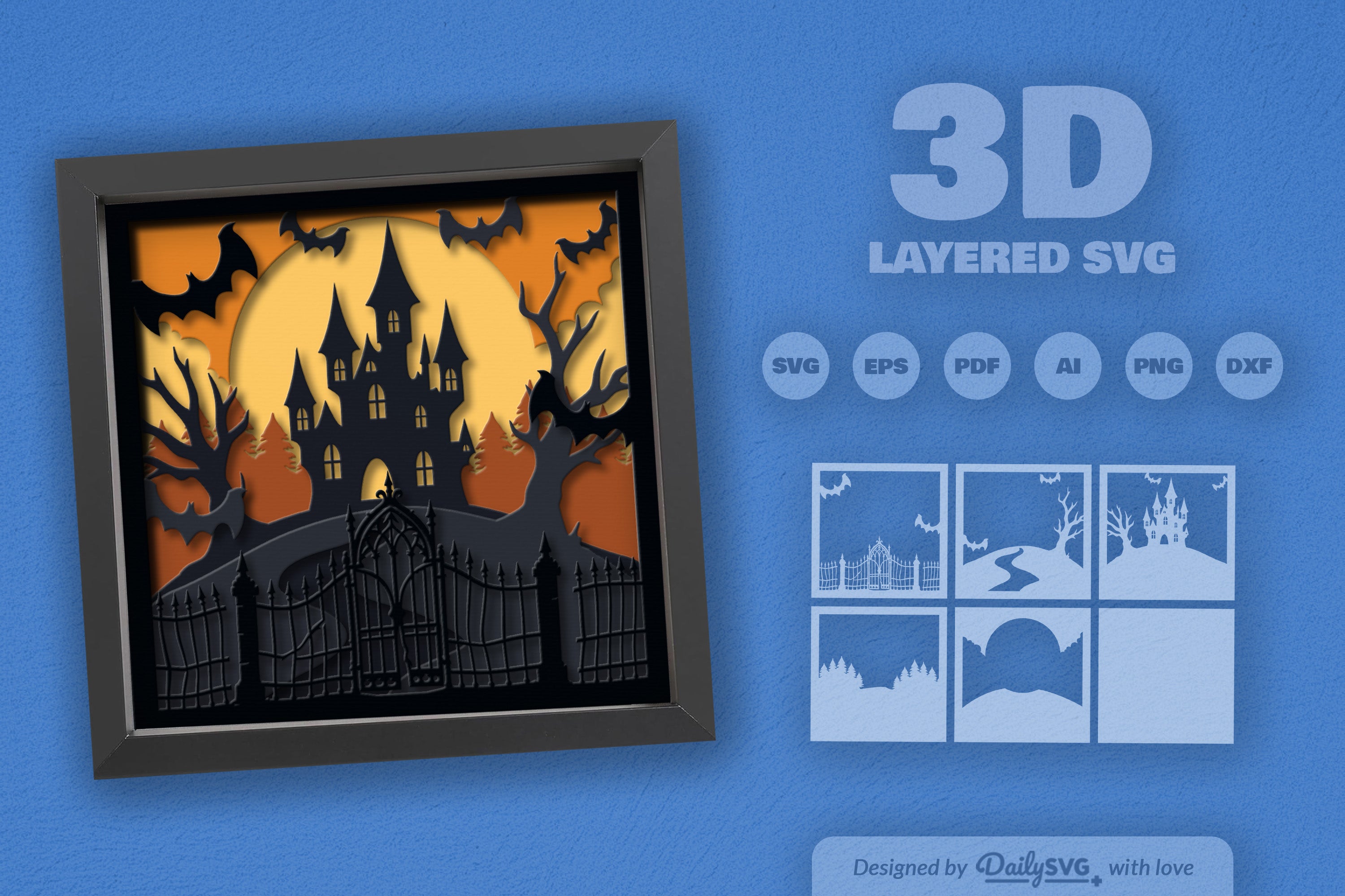 Haunted Castle 3D Papercut SVG Bundle