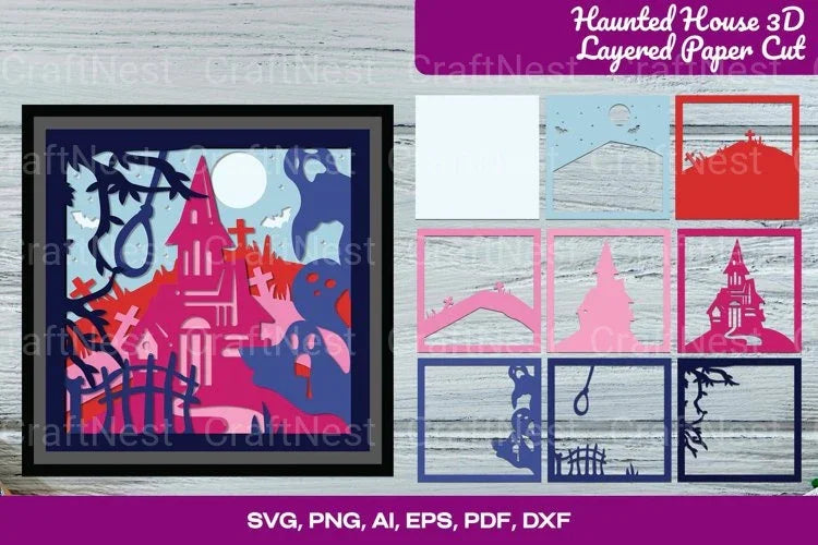 Haunted House 3D Layered Cut Halloween SVG Bundle - CraftNest - Digital Crafting and Art