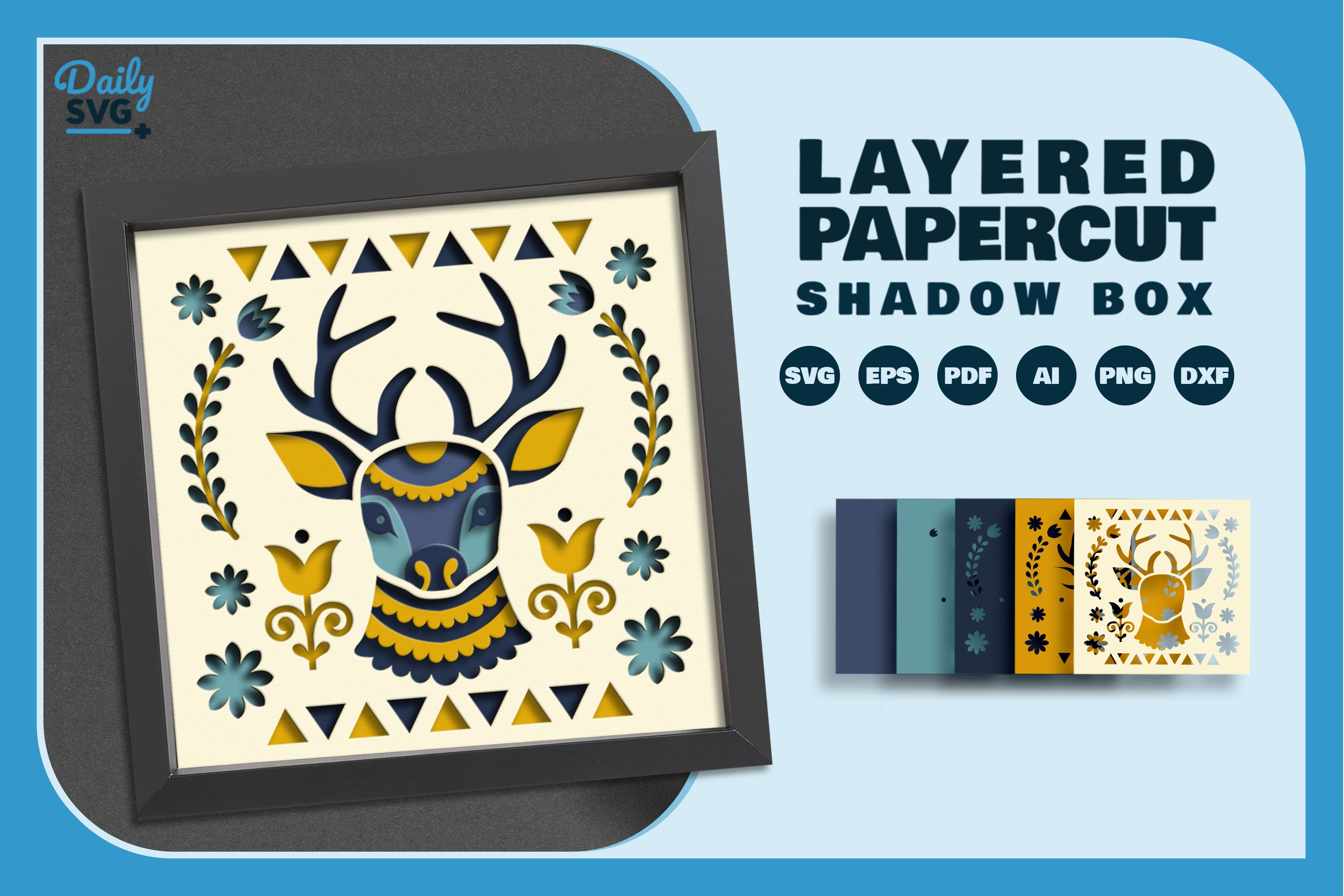 Deer Folk Art Papercut SVG Bundle 1