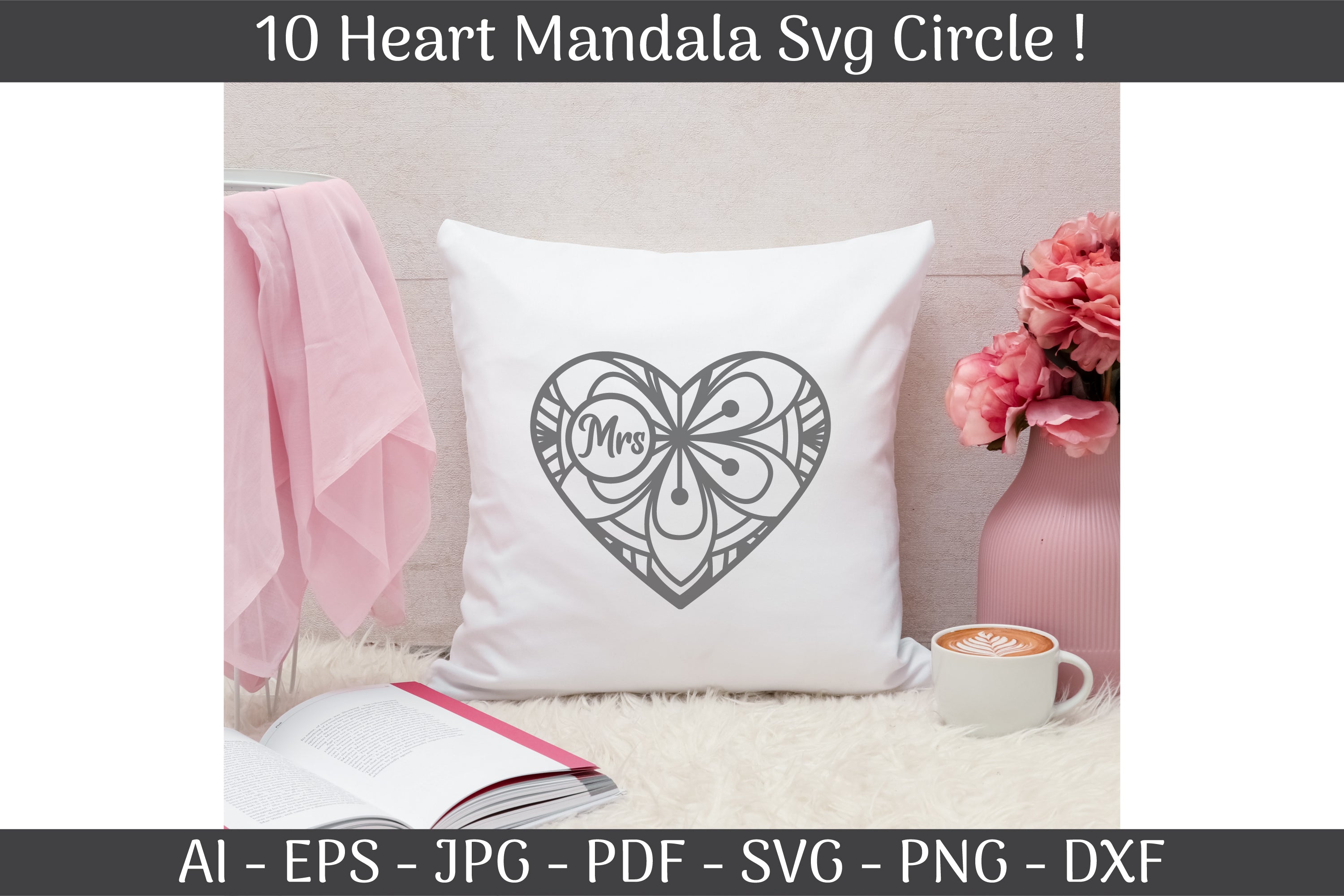 Heart Mandala Frame Circle SVG Bundle - CraftNest - Digital Crafting and Art