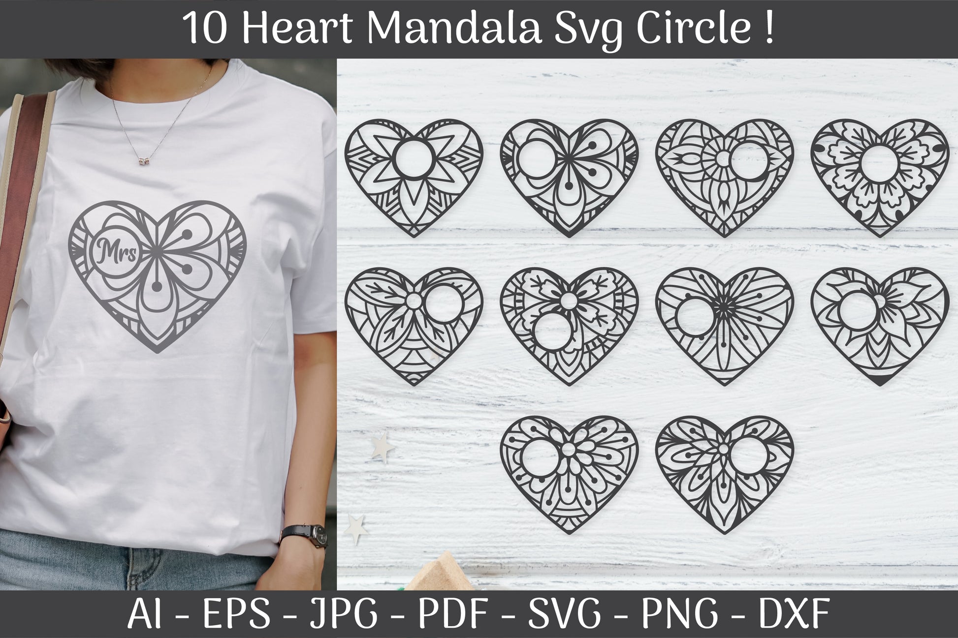 Heart Mandala Frame Circle SVG Bundle - CraftNest - Digital Crafting and Art