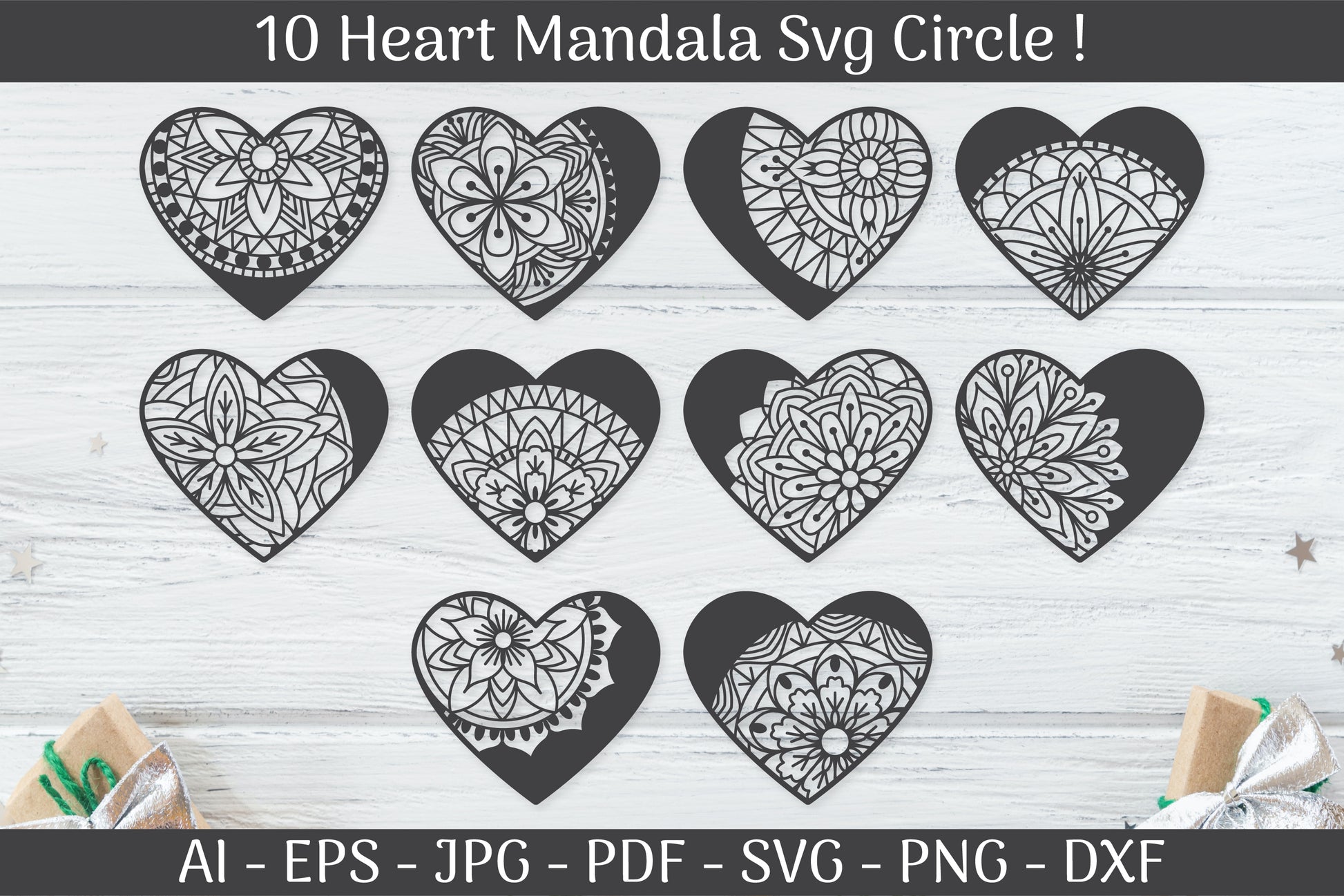 Heart Mandala Frame SVG Bundle - CraftNest - Digital Crafting and Art