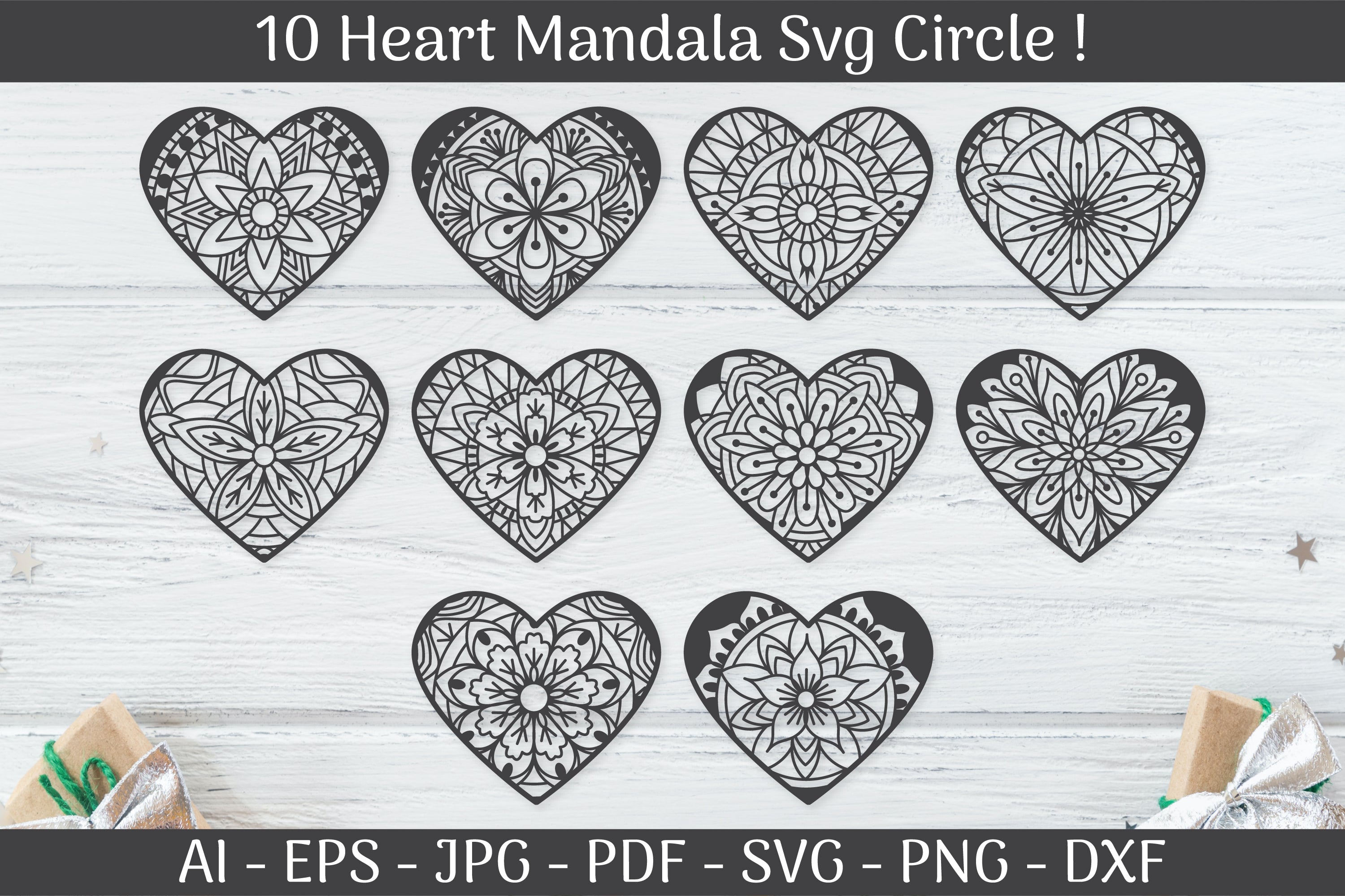 Heart SVG Cut Files Mandala Frame Templates SVG Bundle - CraftNest - Digital Crafting and Art