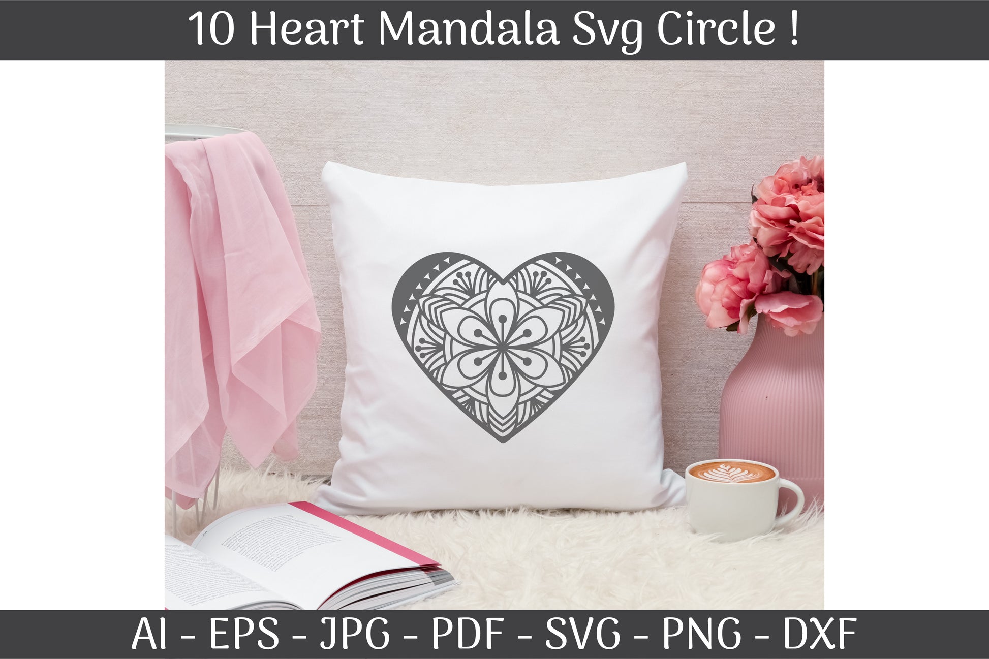 Heart SVG Cut Files Mandala Frame Templates SVG Bundle - CraftNest - Digital Crafting and Art