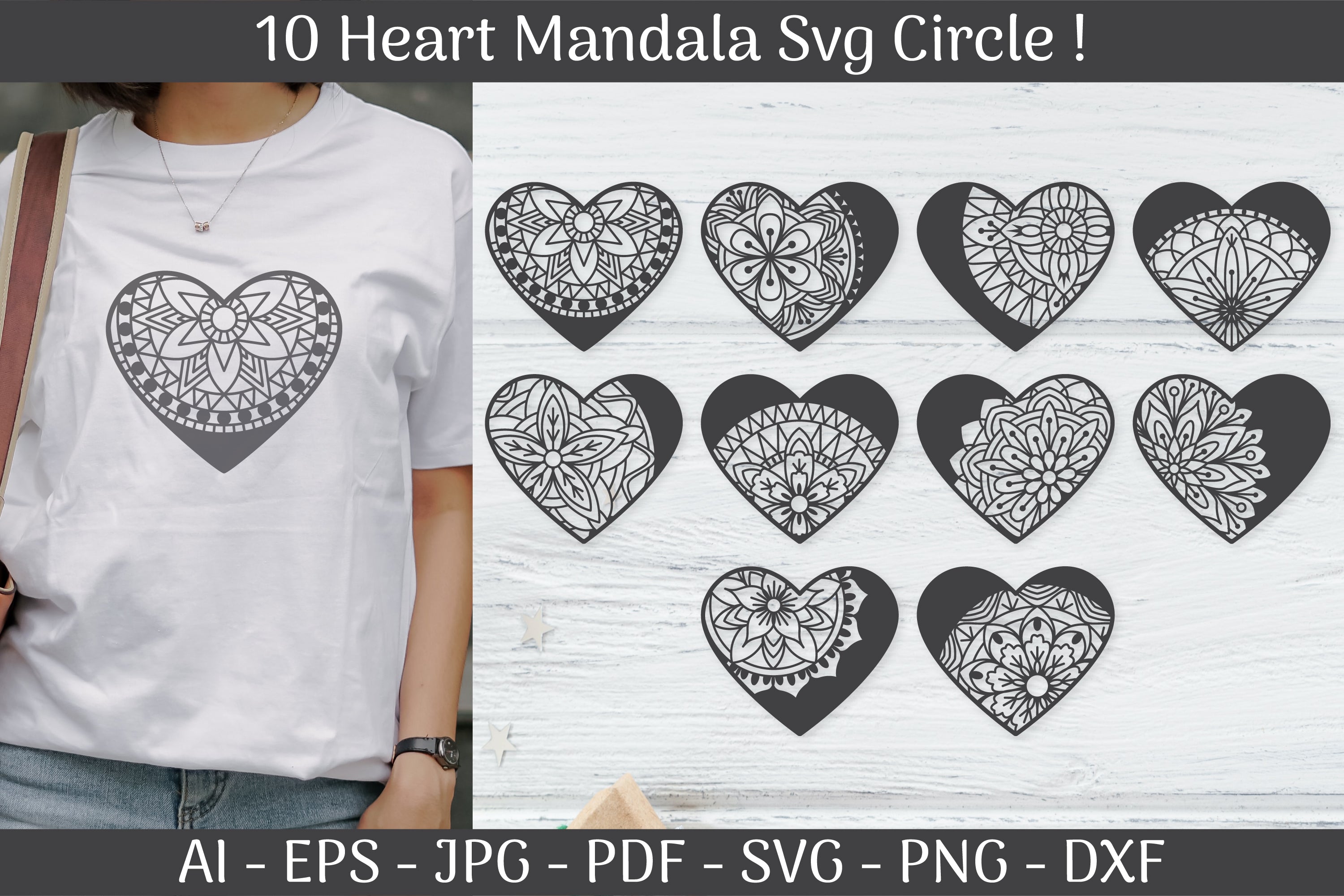 Heart Mandala Frame SVG Bundle - CraftNest - Digital Crafting and Art