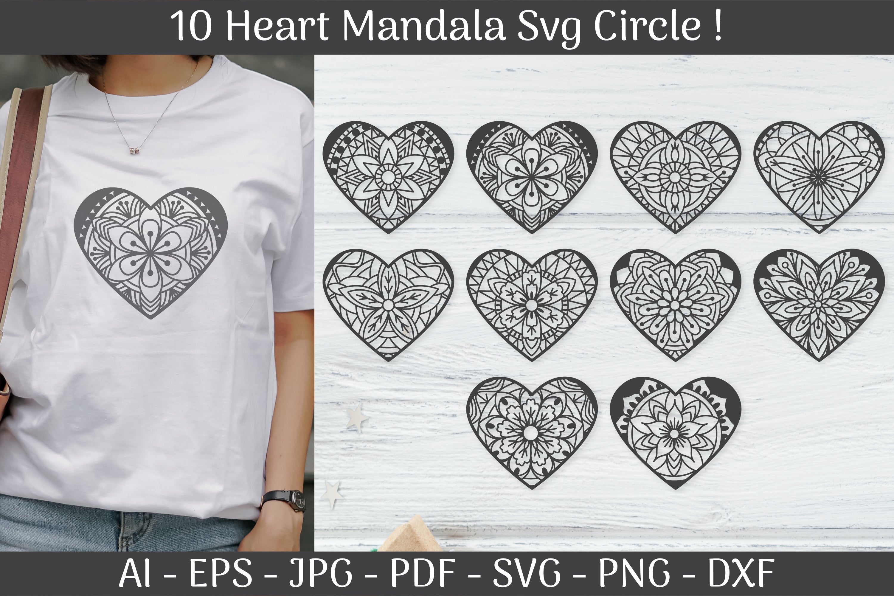 Heart SVG Cut Files Mandala Frame Templates SVG Bundle - CraftNest - Digital Crafting and Art