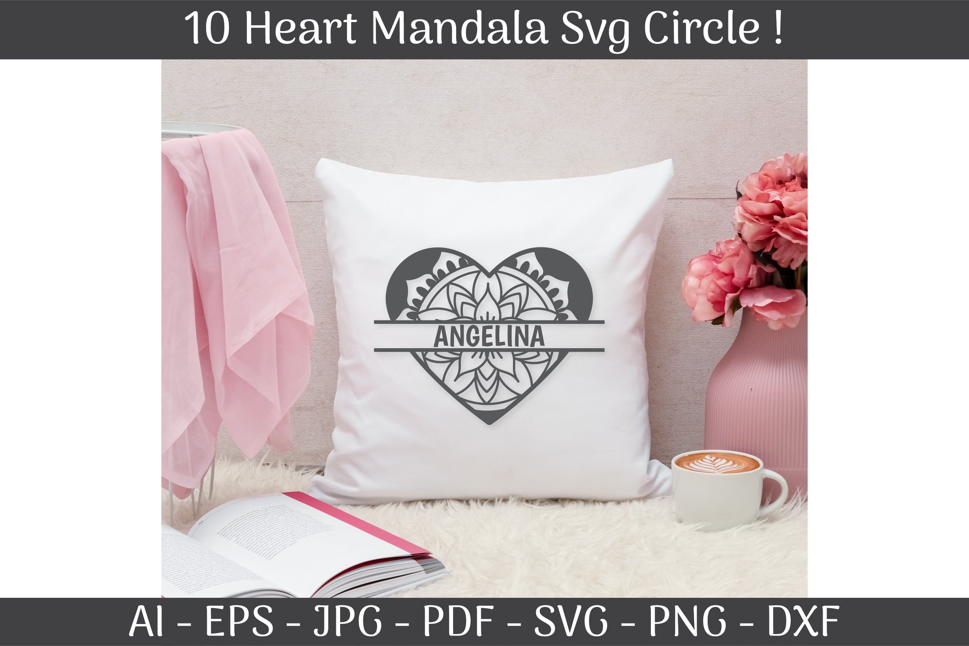 Heart Mandala Frame Split SVG Bundle - CraftNest - Digital Crafting and Art