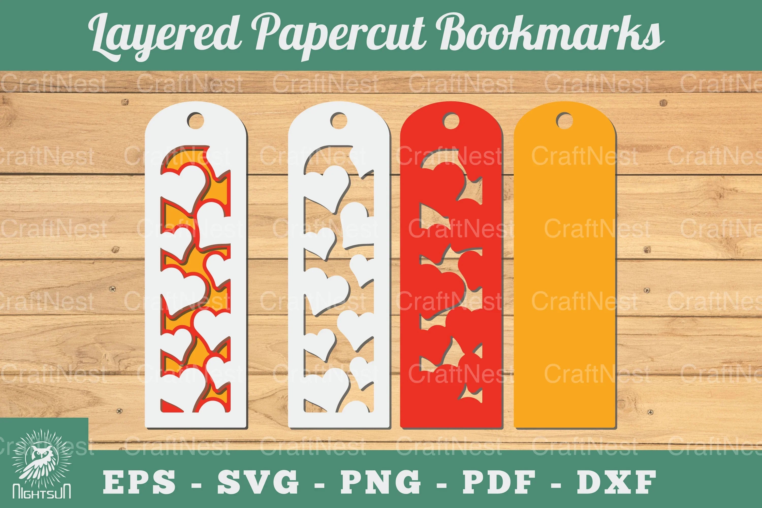 Heart 3D Papercut Bookmarks Clipart Bundle - CraftNest - Digital Crafting and Art
