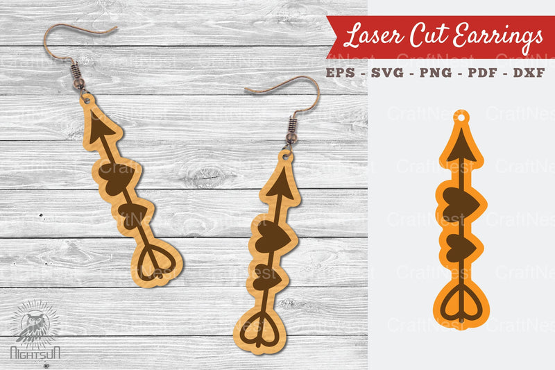Heart Arrow Laser Cut Earrings Clipart Bundle - CraftNest - Digital Crafting and Art