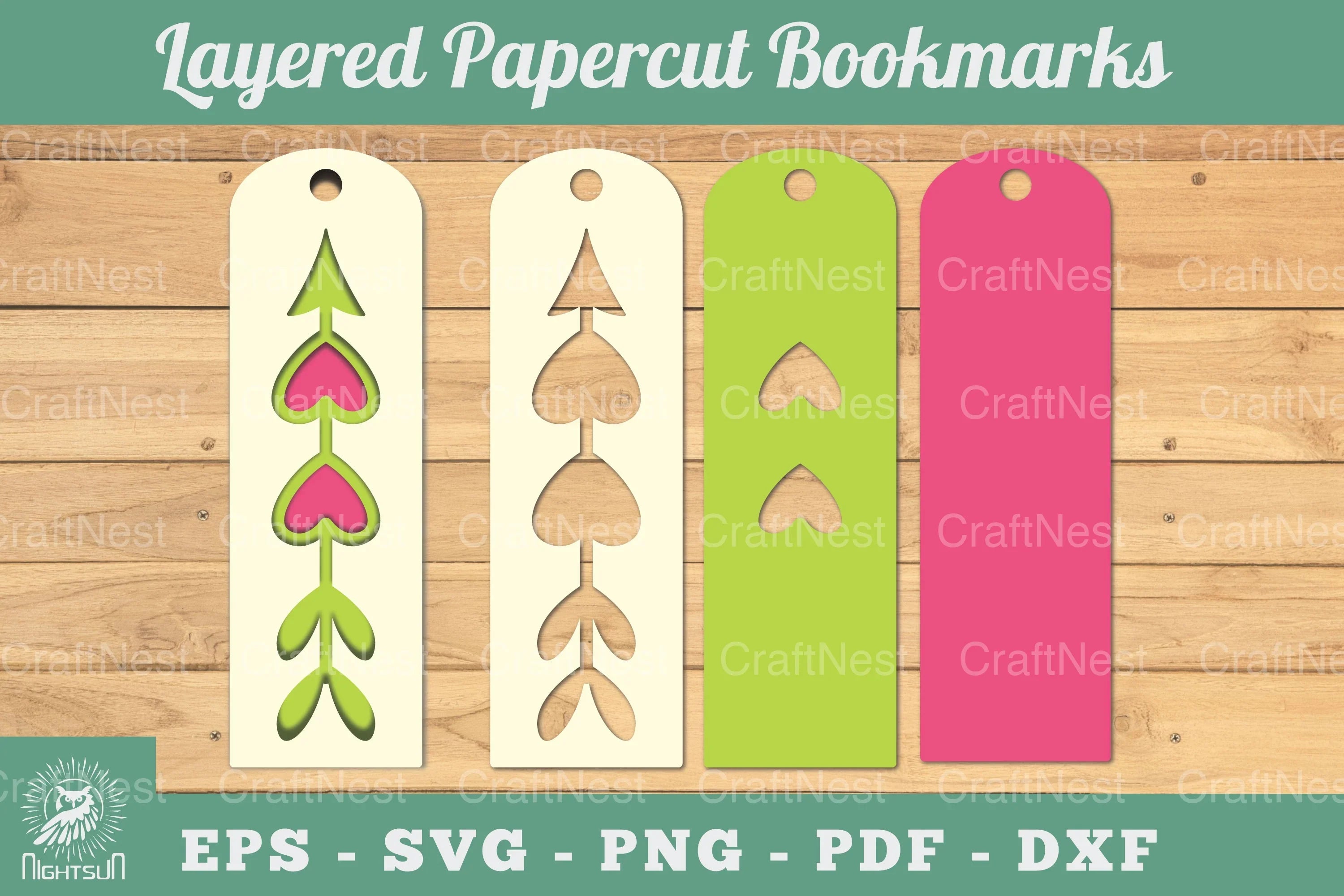 Heart Arrow Layered Papercut Bookmark Clipart Bundle - CraftNest - Digital Crafting and Art