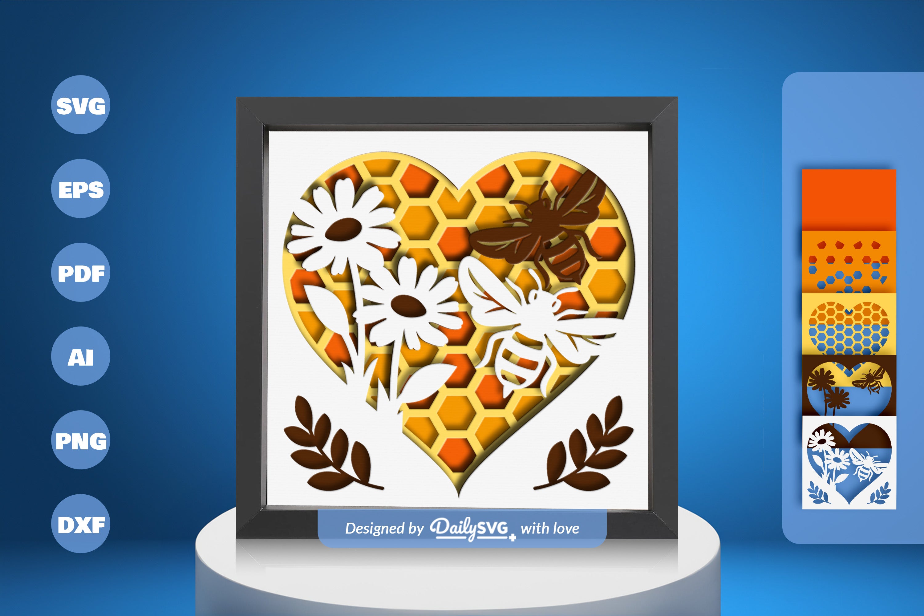 Heart Bee Hive Papercut SVG Bundle