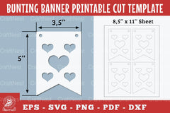 Heart Bunting Banner Printable Template Bundle - CraftNest - Digital Crafting and Art