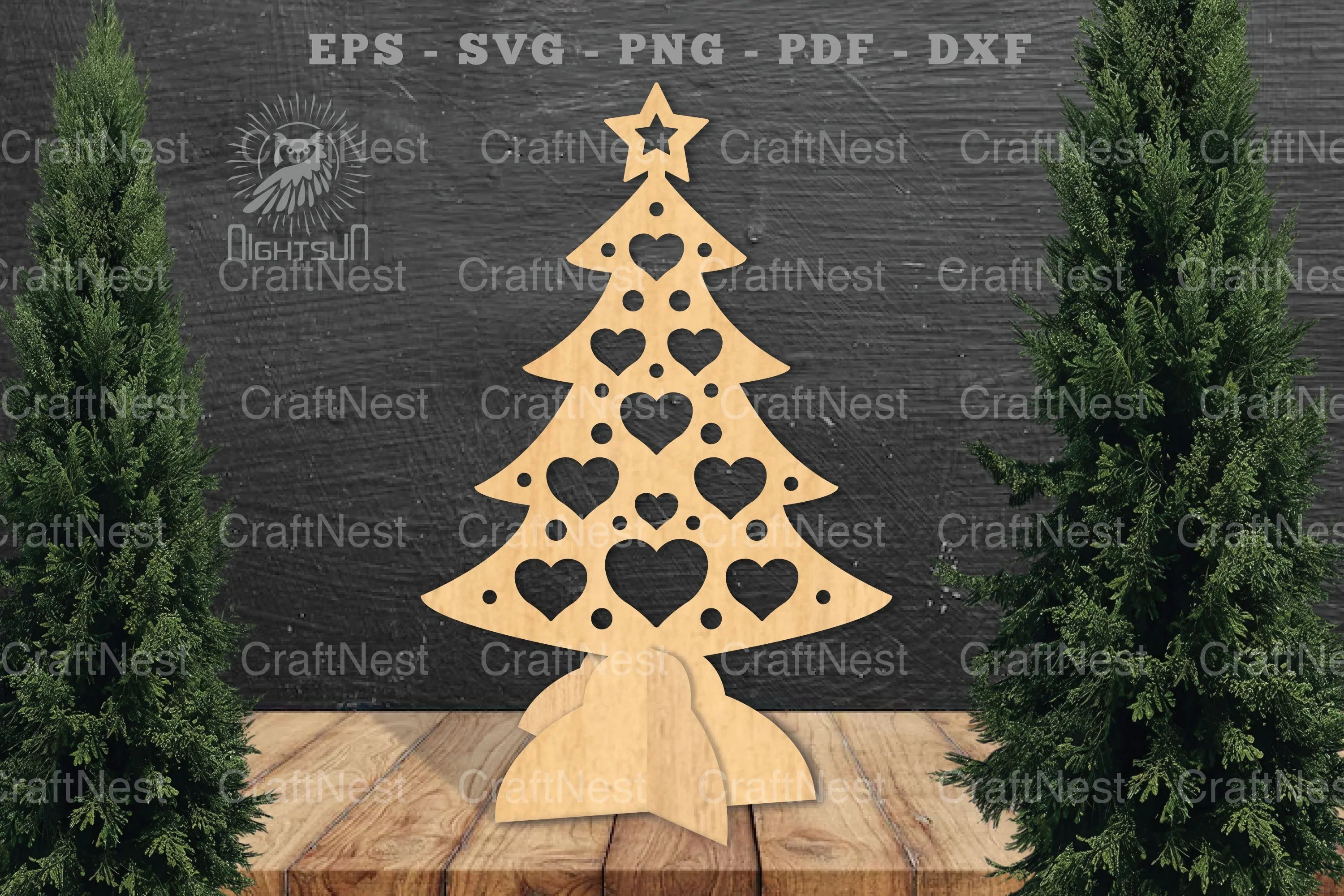 Heart Christmas Tree Laser Cut Home Decor Clipart Bundle - CraftNest - Digital Crafting and Art