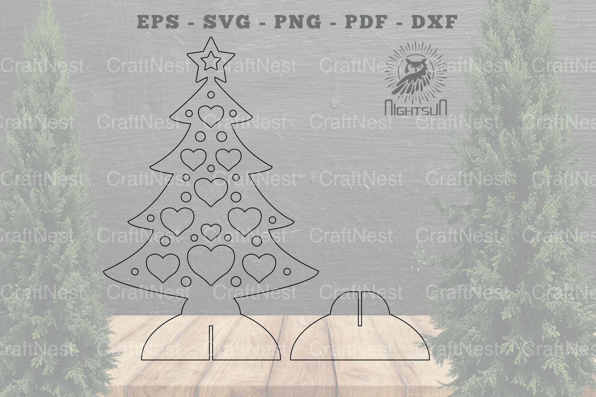Heart Christmas Tree Laser Cut Home Decor Clipart Bundle - CraftNest - Digital Crafting and Art
