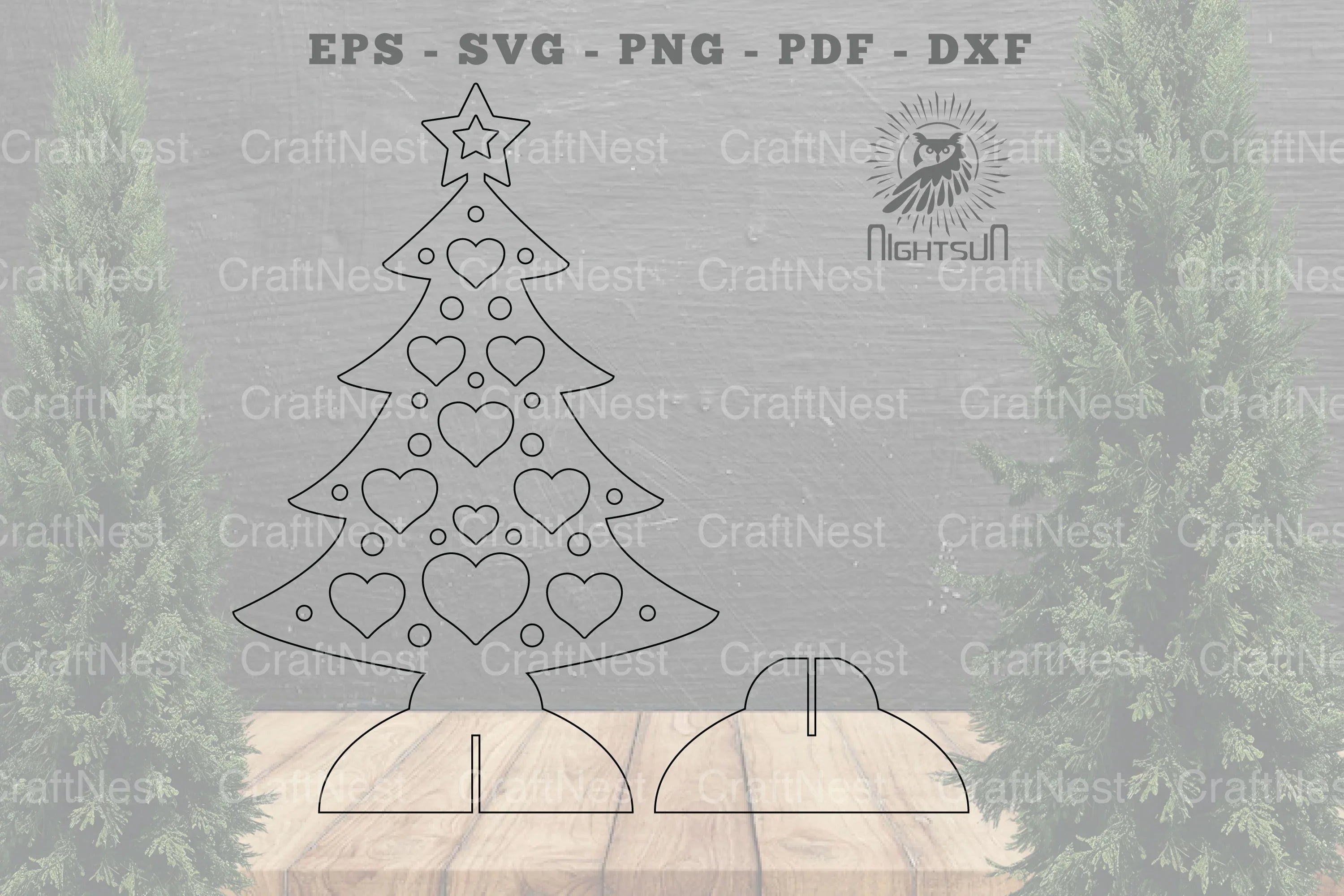 Heart Christmas Tree Laser Cut Home Decor Clipart Bundle - CraftNest - Digital Crafting and Art