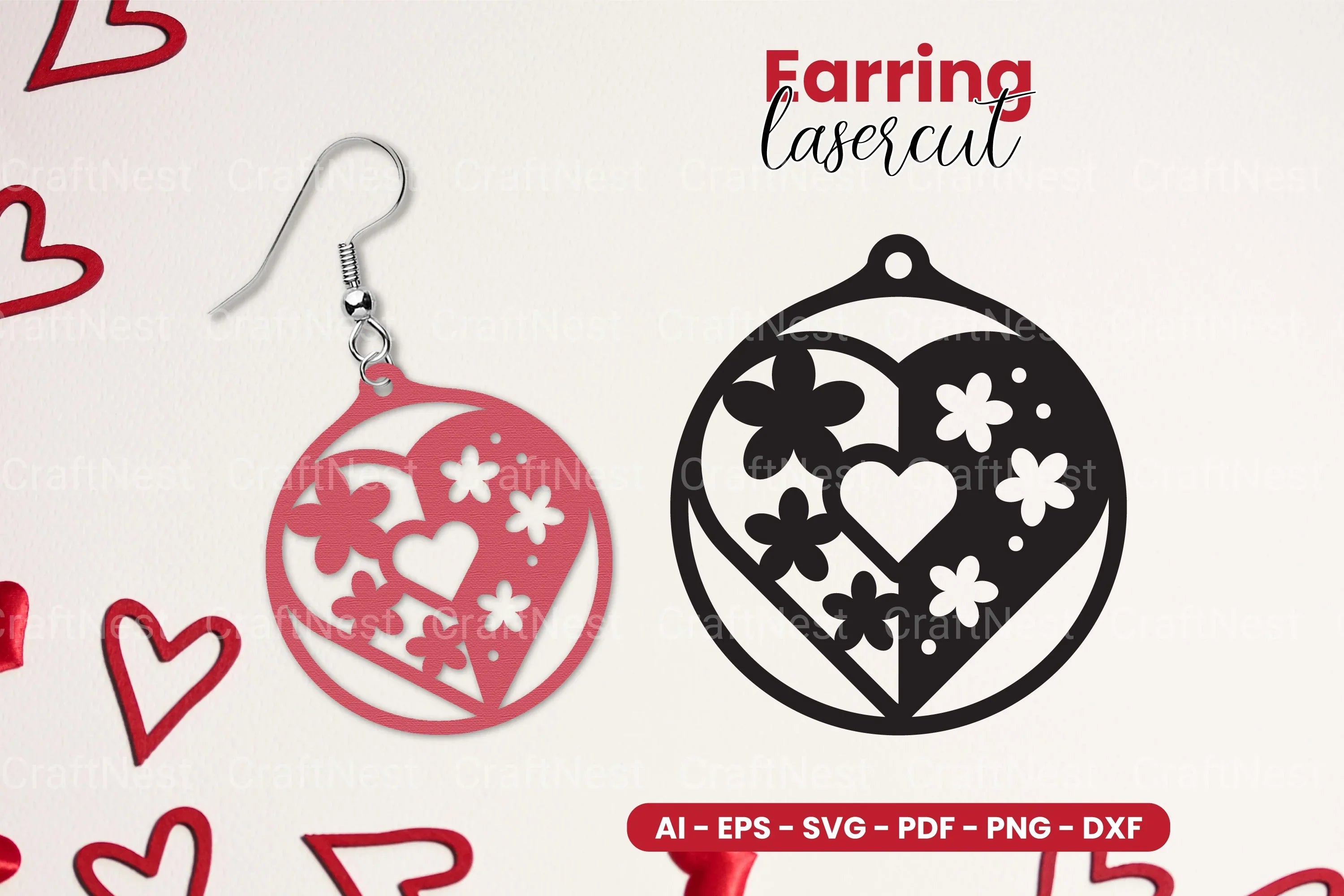 Heart Earring Laser Cut SVG Bundle Clipart - CraftNest - Digital Crafting and Art