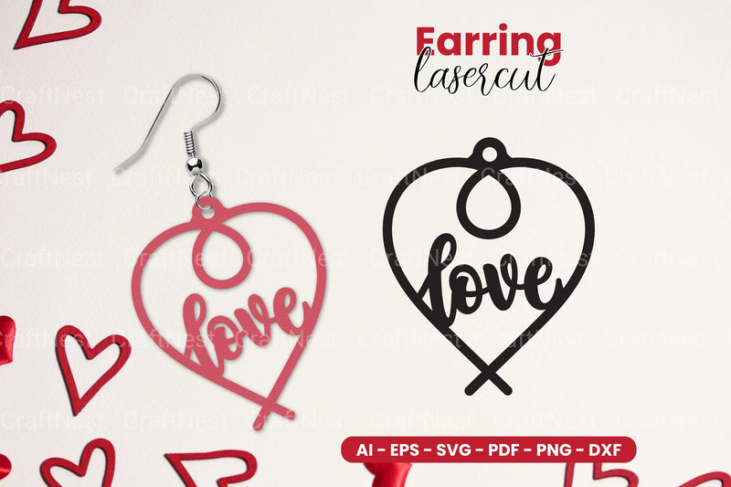 Heart Earring Laser Cut SVG Bundle Clipart - CraftNest - Digital Crafting and Art