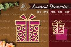 Heart Gift Box Laser Cut Decoration Clipart Bundle - CraftNest - Digital Crafting and Art