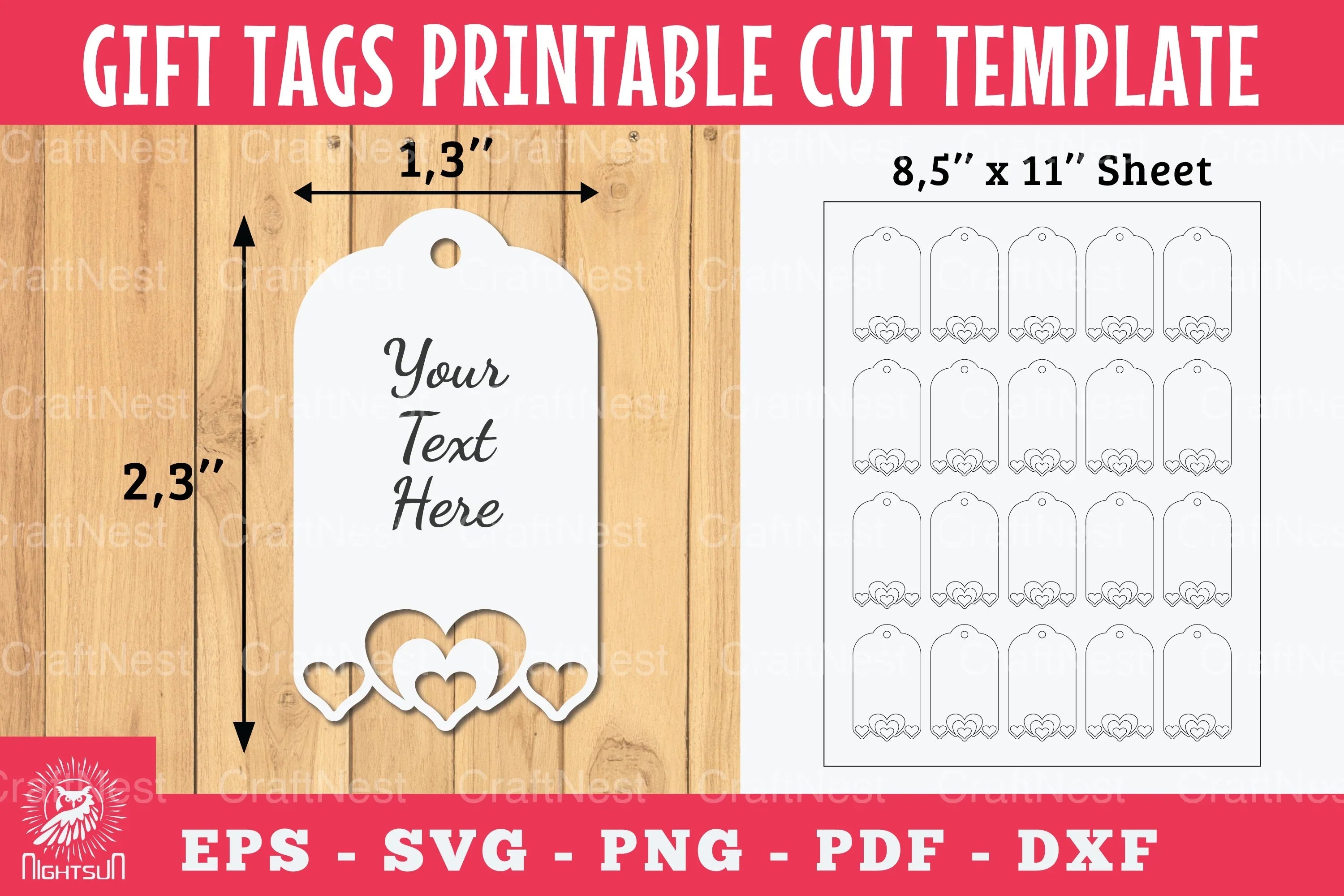 Heart Gift Tags Printable Bundle - CraftNest - Digital Crafting and Art