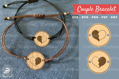 Heart Laser Cut Couple Bracelet SVG Bundle - CraftNest - Digital Crafting and Art