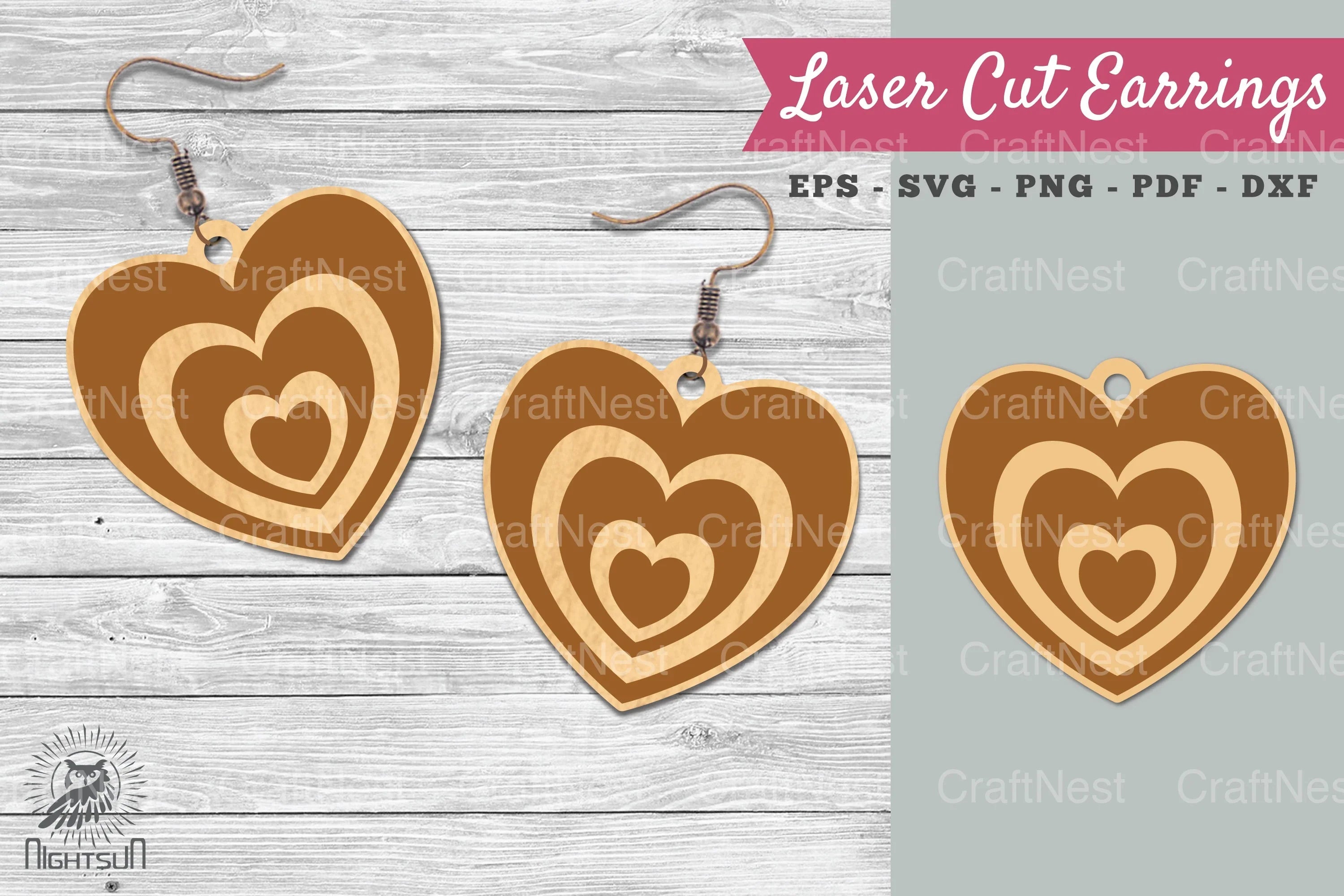 Heart Laser Cut Earrings SVG Bundle - CraftNest - Digital Crafting and Art