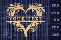Heart Lasercut Split Monogram SVG Bundle - CraftNest - Digital Crafting and Art