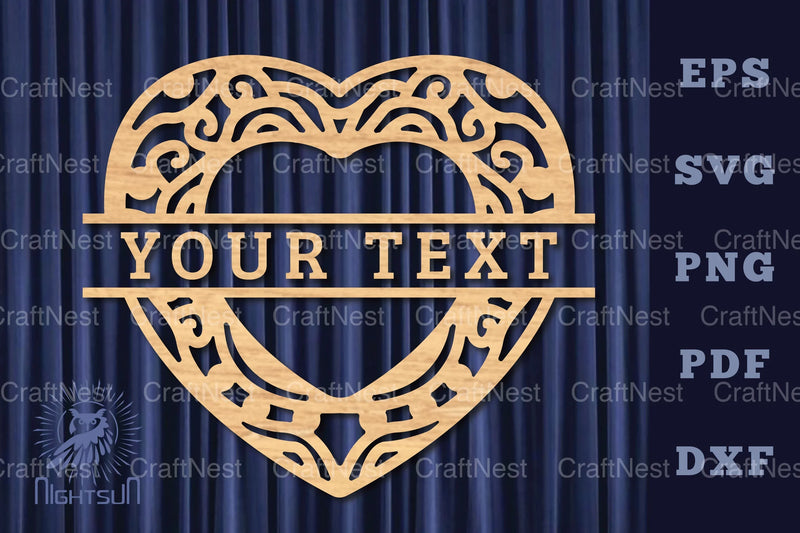 Heart Lasercut Split Monogram SVG Bundle - CraftNest - Digital Crafting and Art