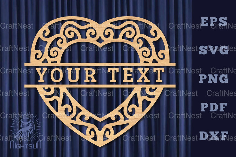 Heart Lasercut Split Monogram SVG Bundle - CraftNest - Digital Crafting and Art